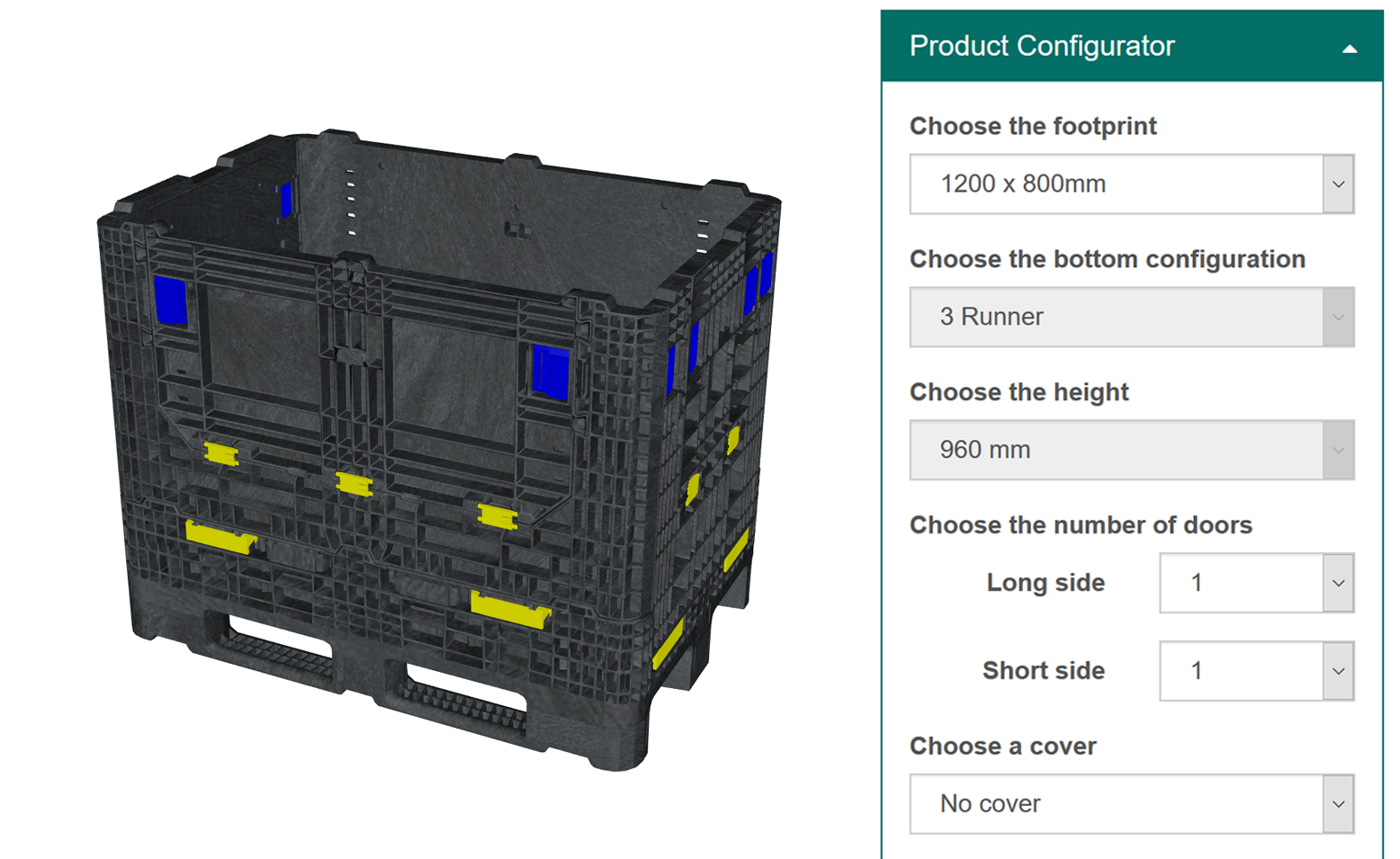 Transportverpackungen und faltbare Großladungsträger aus Kunststoff: Produktkonfigurator